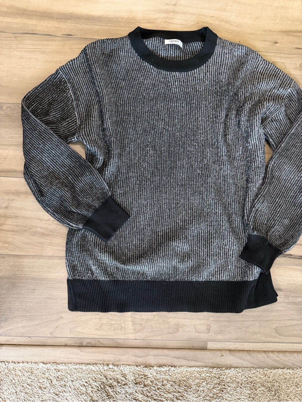 Zeagoo Sweater Gray Ribbed Crewneck Womens large